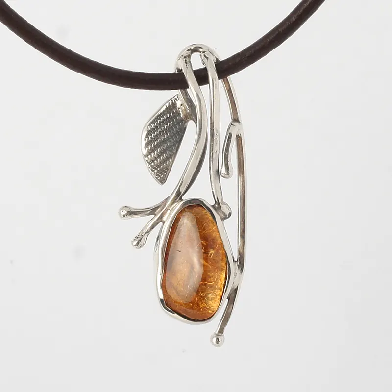 Колие сребро цитрин