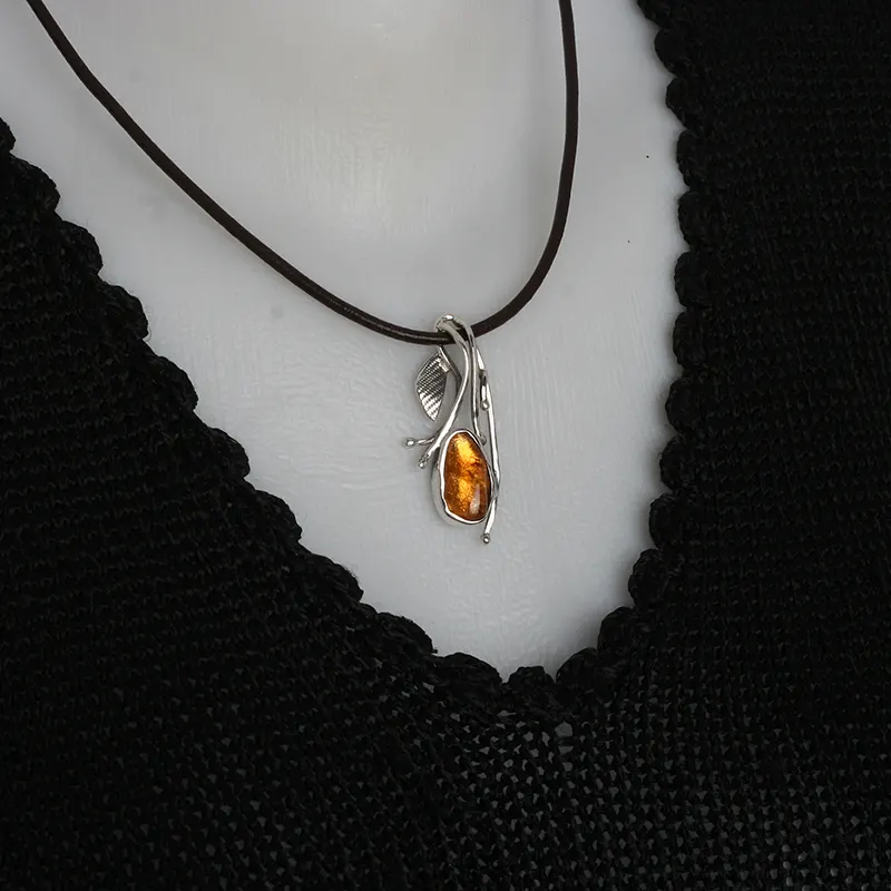 Оригинално колие сребро цитрин