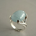 Сребърен пръстен с естествен аквамарин